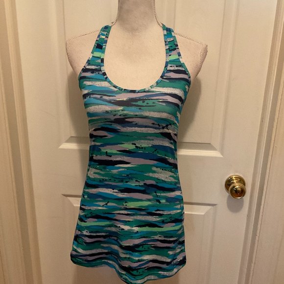 lululemon athletica Tops - Lululemon Racerback Tank Blue Green Gray Sleeveless Athletic